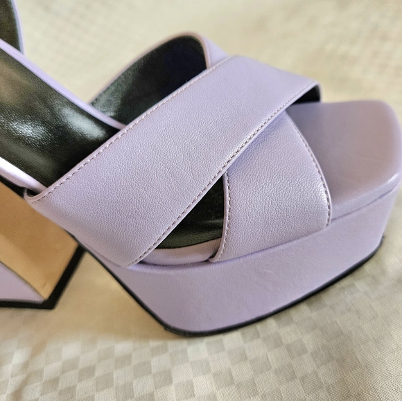 NDS Women's SI Rossi Purple Leather Sandals Pump Heels Size 4.5 US - Picture 4 of 16